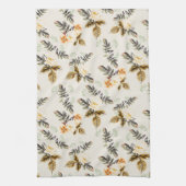 Pretty Brown Floral Fall Winter Foliage Geschirrtuch (Vertikal)