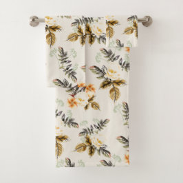 Pretty Brown Floral Fall Winter Matching Badhandtuch Set