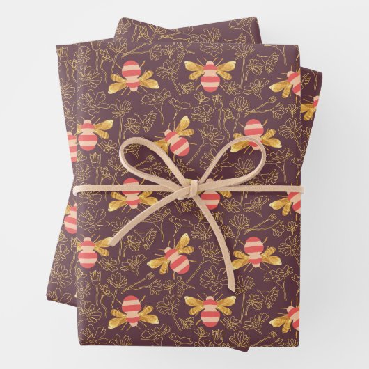 Pretty Bumble Bee Pattern Geschenkpapier Set (Beispiel)