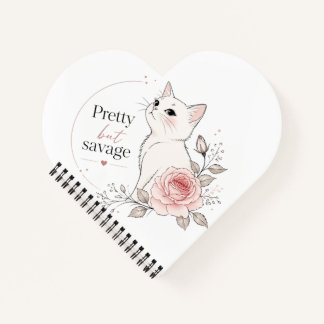 Pretty But Savage White Cat Rose Notebook Notizblock
