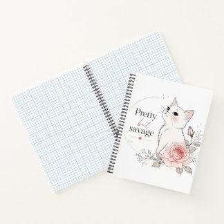Pretty But Savage White Cat Rose Notebook Notizblock