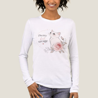 Pretty But Savage White Cat Rose T-Shirt Tri-Blend Shirt