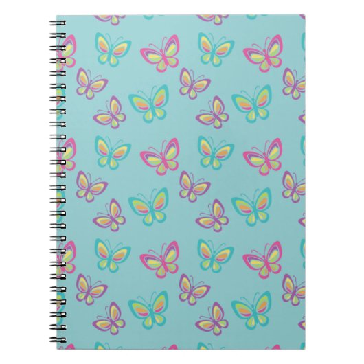Pretty Butterfly Pattern Blue Notizblock (Vorderseite)