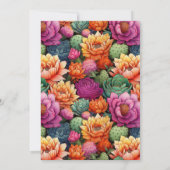 Pretty Cactus Heart Girl Baby Shower Einladung (Rückseite)