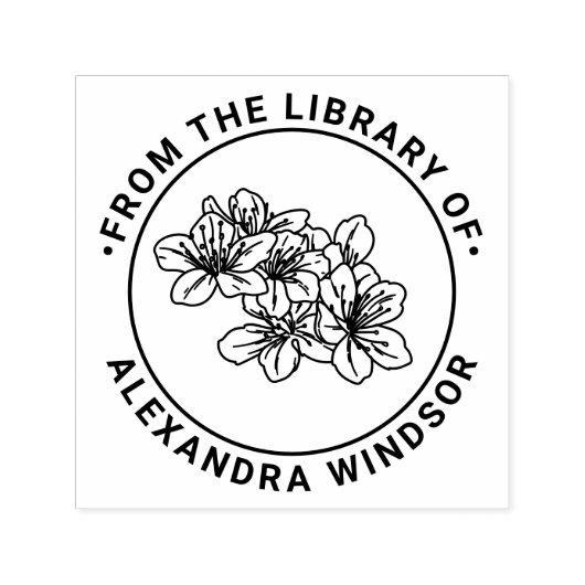Pretty Cherry Blossom Blooms Library Book Name Permastempel (Design)