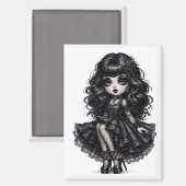 Pretty Chibi Gothic Girl Magnet Dark Aesthetic  (Vorderseite/Rückseite)