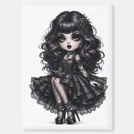 Pretty Chibi Gothic Girl Magnet Dark Aesthetic 