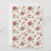 Pretty Chic Red Cream Floral Birthday   Einladung (Rückseite)