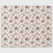 Pretty Chic Red Cream Floral Birthday Geschenkpapier (Flach)