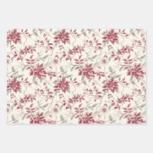 Pretty Chic Red Cream Floral Birthday Geschenkpapier Set (Vorderseite 3)