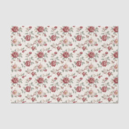 Pretty Chic Red Cream Floral Birthday Seidenpapier