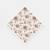 Pretty Chic Red Cream Floral Birthday Serviette (Ecke)