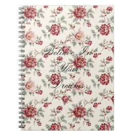 Pretty Chic Red Cream Floral Notizblock