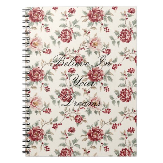 Pretty Chic Red Cream Floral Notizblock (Vorderseite)