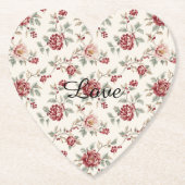 Pretty Chic Red Cream Floral   Untersetzer (Vorderseite)