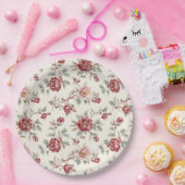 Pretty Chic Red Cream Floral Wedding Pappteller (Party)