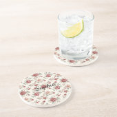 Pretty Chic Rot Creme Blumen Getränkeuntersetzer (Seite)
