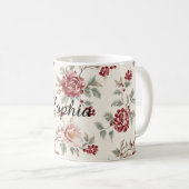 Pretty Chic Rot Creme Floral   Kaffeetasse (VorderseiteRechts)