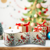 Pretty Christmas Cardinal and Pine Branches Ripsband
