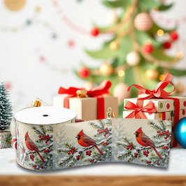 Pretty Christmas Cardinal and Pine Branches Ripsband
