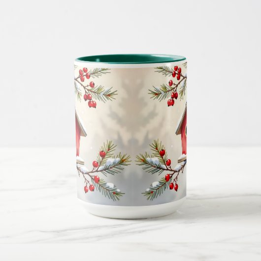 Pretty Christmas Cardinal and Pine Branches Tasse (Zentrum)
