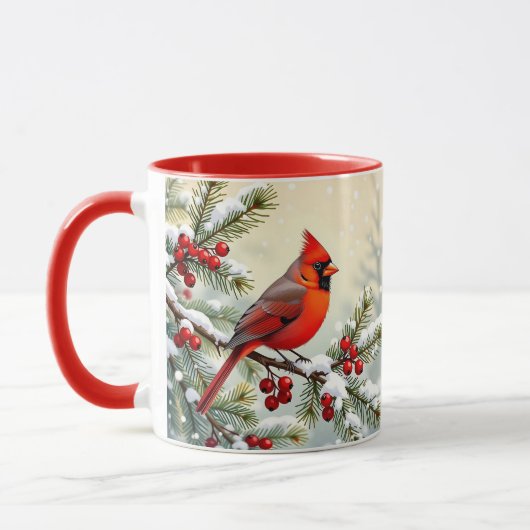 Pretty Christmas Cardinal and Pine Branches Tasse (Links)