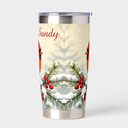 Pretty Christmas Cardinal and Pine Branches Thermobecher (Links)