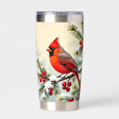 Pretty Christmas Cardinal and Pine Branches Thermobecher (Rückseite)
