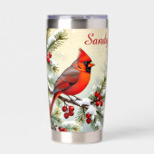 Pretty Christmas Cardinal and Pine Branches Thermobecher (Vorderseite)