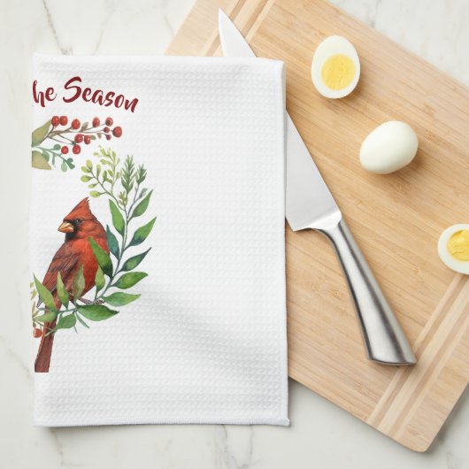 Pretty Classic Cardinal Red Bird Geschirrtuch (Viertel Falte)