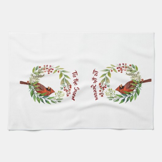 Pretty Classic Cardinal Red Bird Geschirrtuch (Horizontal)