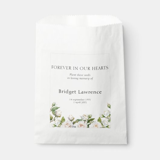 Pretty Classic White Roses Funeral Seed Packet Geschenktütchen (Vorderseite)