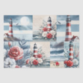 Pretty Coastal Christmas Lighthouse Collage Seidenpapier (Vorderseite)