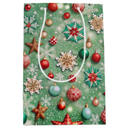 PRETTY COLOFUL CHRISTMAS ORNAMENTS MITTLERE GESCHENKTÜTE