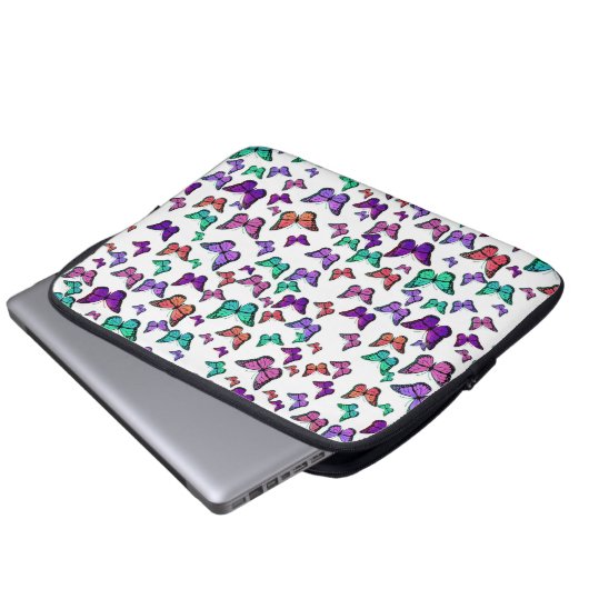 Pretty Colorful Butterflies Pattern Laptopschutzhülle (Vorne Knopf)