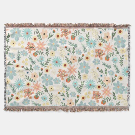 Pretty Colorful Ditsy Floral White Design Wrapping Decke (Vorderseite)