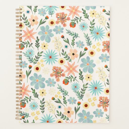 Pretty Colorful Ditsy Floral White Design Wrapping Planer (Vorderseite)