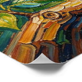 Pretty Colorful Impasto Parrot and Tropical Flower Poster (Ecke)