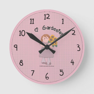 Pretty Country Garden Girl Wall Clock Runde Wanduhr