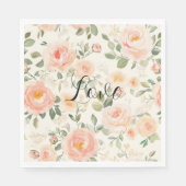 Pretty Cream Peach Floral Bridal Shower Serviette (Vorderseite)