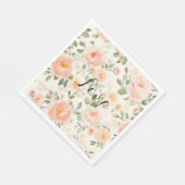 Pretty Cream Peach Floral Bridal Shower Serviette (Ecke)
