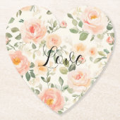 Pretty Cream Peach Floral Bridal Shower Untersetzer (Vorderseite)