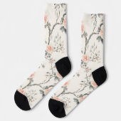 Pretty Cream Peach Floral Socken (Linkes Detail)