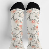 Pretty Cream Peach Floral Socken (Oben)