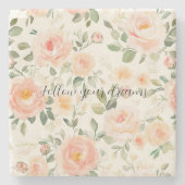 Pretty Cream Peach Floral Steinuntersetzer (Vorderseite)