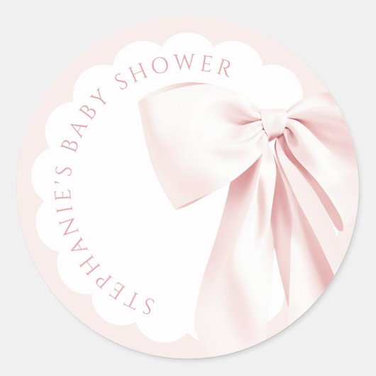 Pretty Cute Pink Bow Baby Shower Stickers (Vorderseite)
