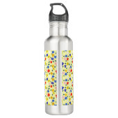 Pretty Dainty Cute Floral on Pastel Yellow Edelstahlflasche (Rückseite)