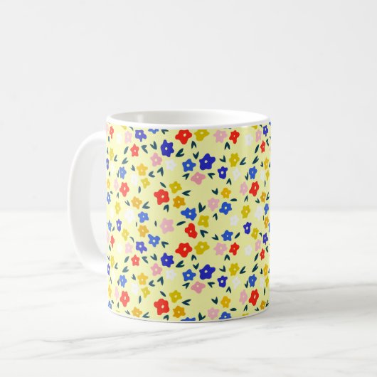 Pretty Dainty Cute Floral on Pastel Yellow Kaffeetasse (Vorderseite Links)