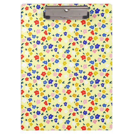 Pretty Dainty Cute Floral on Pastel Yellow Klemmbrett (Vorderseite)