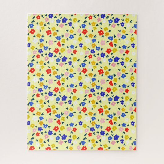 Pretty Dainty Cute Floral on Pastel Yellow Puzzle (Vertikal)